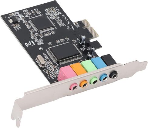بطاقة صوت EBTOOLS 5.1 PCIe للكمبيوتر الشخصي، بطاقة صوت محيطي استريو ثلاثية الأبعاد مع دعامة منخفضة وإزالة توازن الضوضاء، استريو 32/64 بت، لسطح المكتب Vista 32 64 بت in Kuwait
