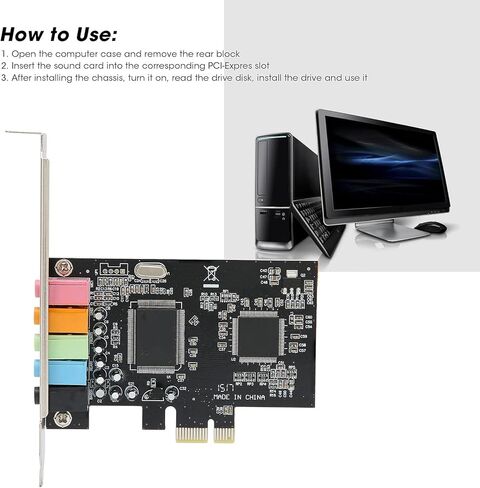 بطاقة صوت، بطاقة صوت PCI Express ذات 6 قنوات مع شريحة CMI8738 5.1، لأنظمة الكمبيوتر 7 Vista 32 64 بت in Kuwait