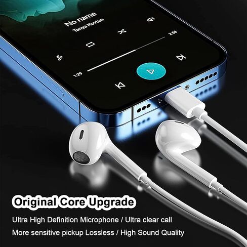 2 حزمة من سماعات الرأس USB C لأجهزة iPhone 17 16 15، سماعات أذن سلكية من النوع C مع ميكروفون وجهاز تحكم عن بعد، سماعات أذن HiFi ستيريو بخاصية الغاء الضوضاء لأجهزة iPad، وGalaxy S25 S24 S23 S22، وPixel 9 8 7 in Kuwait