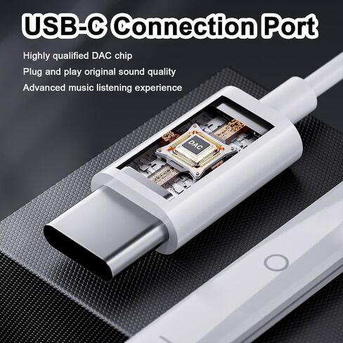 2 حزمة من سماعات الرأس USB C لأجهزة iPhone 17 16 15، سماعات أذن سلكية من النوع C مع ميكروفون وجهاز تحكم عن بعد، سماعات أذن HiFi ستيريو بخاصية الغاء الضوضاء لأجهزة iPad، وGalaxy S25 S24 S23 S22، وPixel 9 8 7 in Kuwait
