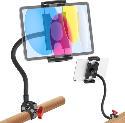 Gooseneck Tablet Holder, 19.69in Metal Crab Clamp iPad Mount for Stroller/Treadmill/Golf Cart/Boat/Mic Stand/Gym Bicycle Handlebar Clamp/Desk, Compatible with 4-13" iPad Pro/Air/Mini, iPhone, E-book in Saudi Arabia