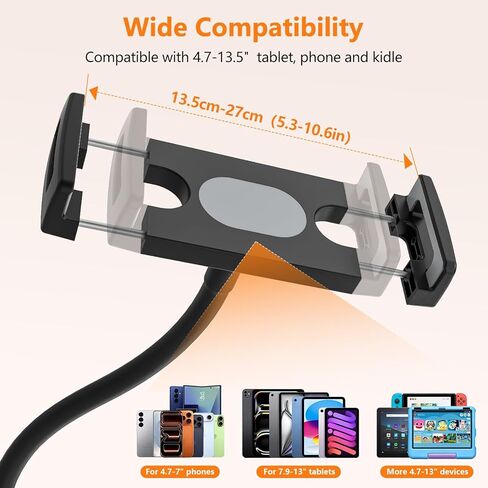 Gooseneck Tablet Holder, 19.69in Metal Crab Clamp iPad Mount for Stroller/Treadmill/Golf Cart/Boat/Mic Stand/Gym Bicycle Handlebar Clamp/Desk, Compatible with 4-13" iPad Pro/Air/Mini, iPhone, E-book in Saudi Arabia