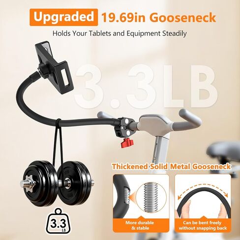 Gooseneck Tablet Holder, 19.69in Metal Crab Clamp iPad Mount for Stroller/Treadmill/Golf Cart/Boat/Mic Stand/Gym Bicycle Handlebar Clamp/Desk, Compatible with 4-13" iPad Pro/Air/Mini, iPhone, E-book in Saudi Arabia