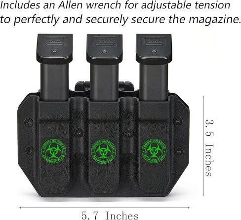 حافظة مجلة OWB لأكواب مزدوجة المكدس مقاس 9 مم .40 S&W، وحقيبة ماج تكتيكية ثلاثية - مشبك قابل للتعديل للحزام فقط (يناسب أحزمة تصل إلى 2.25 بوصة) وملاءمة عالمية للاحتفاظ in Saudi Arabia