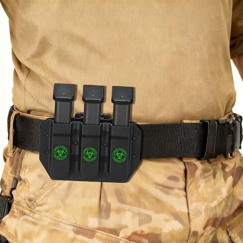 حافظة مجلة OWB لأكواب مزدوجة المكدس مقاس 9 مم .40 S&W، وحقيبة ماج تكتيكية ثلاثية - مشبك قابل للتعديل للحزام فقط (يناسب أحزمة تصل إلى 2.25 بوصة) وملاءمة عالمية للاحتفاظ in Saudi Arabia