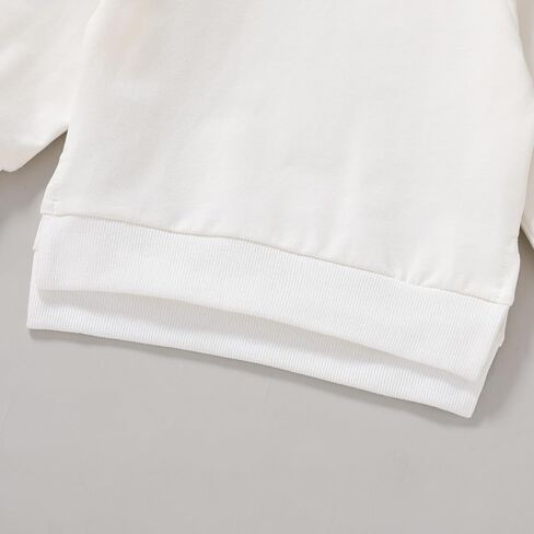 Happy Town Toddler Sweatshirt Baby Boy Girl Fall Outfits Long Sleeve Crew Neck Solid Color Top Pullover Blouse Shirt Winter Clothes (White, 4-5 Years) in Saudi Arabia