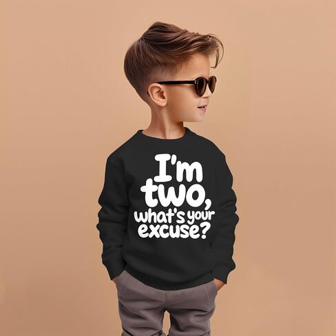 I'm Two Boy Birthday Sweatshirt 2nd Birthday Boy Outfits 2 Year Old Toddler Boy Second Bday Party Long Sleeve Shirt in Saudi Arabia