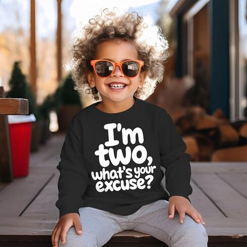 I'm Two Boy Birthday Sweatshirt 2nd Birthday Boy Outfits 2 Year Old Toddler Boy Second Bday Party Long Sleeve Shirt in Saudi Arabia