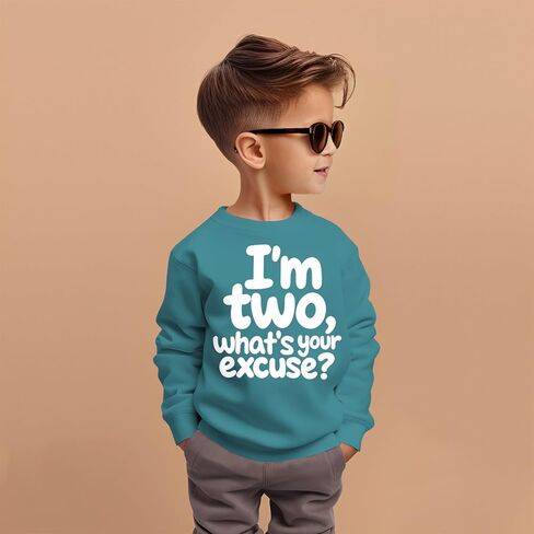 I'm Two Boy Birthday Sweatshirt 2nd Birthday Boy Outfits 2 Year Old Toddler Boy Second Bday Party Long Sleeve Shirt in Saudi Arabia