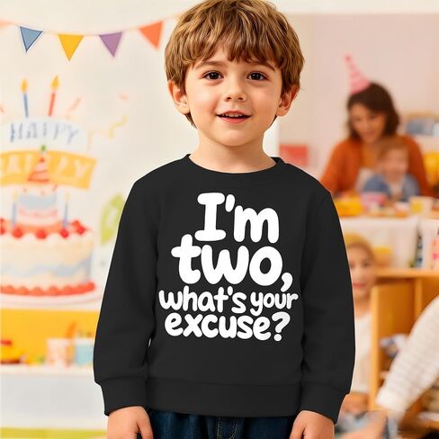 I'm Two Boy Birthday Sweatshirt 2nd Birthday Boy Outfits 2 Year Old Toddler Boy Second Bday Party Long Sleeve Shirt in Saudi Arabia