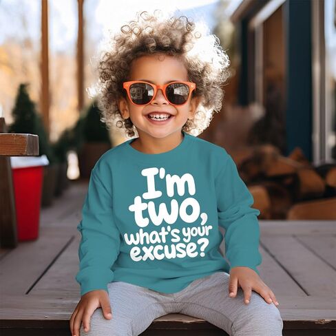 I'm Two Boy Birthday Sweatshirt 2nd Birthday Boy Outfits 2 Year Old Toddler Boy Second Bday Party Long Sleeve Shirt in Saudi Arabia