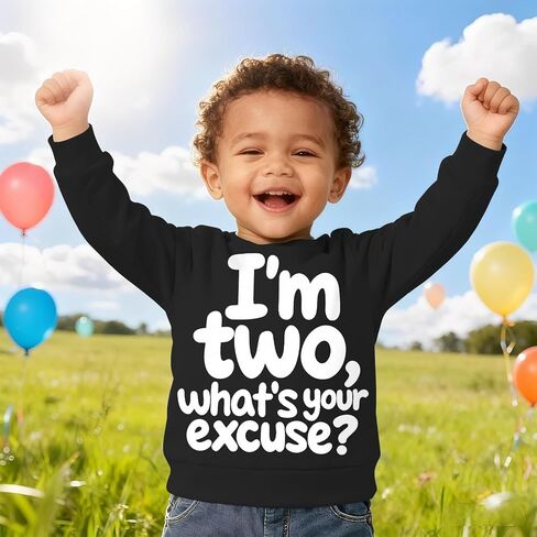 I'm Two Boy Birthday Sweatshirt 2nd Birthday Boy Outfits 2 Year Old Toddler Boy Second Bday Party Long Sleeve Shirt in Saudi Arabia