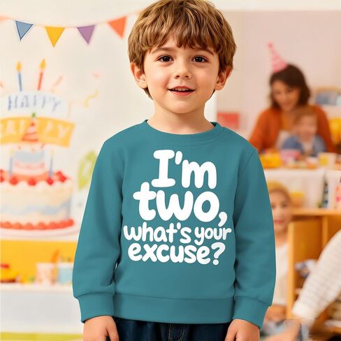 I'm Two Boy Birthday Sweatshirt 2nd Birthday Boy Outfits 2 Year Old Toddler Boy Second Bday Party Long Sleeve Shirt in Saudi Arabia