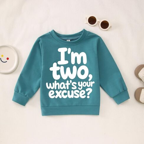 I'm Two Boy Birthday Sweatshirt 2nd Birthday Boy Outfits 2 Year Old Toddler Boy Second Bday Party Long Sleeve Shirt in Saudi Arabia
