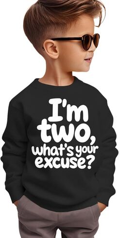 Ritatte 2nd Birthday Boy Sweatshirt I'm Two Years Old Birthday Shirts Pullover Toddler Second B-day Party Fall Outfits Tops in Saudi Arabia