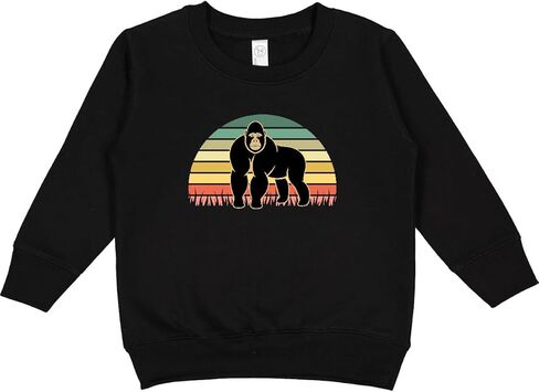 inktastic Gorilla Retro Sunset Jungle Animal Toddler Sweatshirt in Saudi Arabia