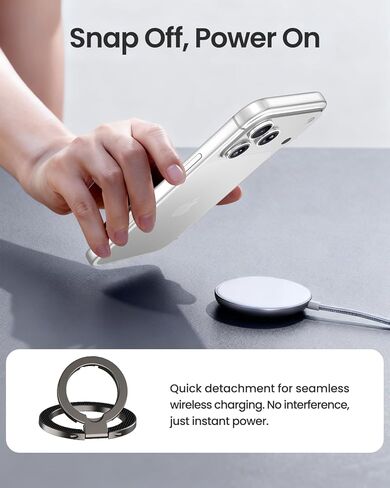 UBeesize Magnetic Phone Ring Holder for MagSafe, Double-Sided Magnet Cell Phone Grip, Portable Finger Kickstand Compatible with iPhone 17 16 15 14 13 12 Series and Android Phones in Saudi Arabia