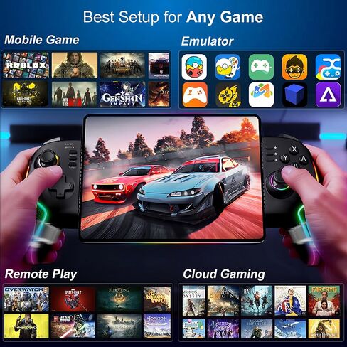 وحدة تحكم هاتف Megadream لأجهزة iPad/الكمبيوتر اللوحي (حتى 13 بوصة)، عصا تحكم iPhone لألعاب Android مع عصا تحكم بتأثير Hall/Trigger/Macro/Turbo/RGB Light، Xbox/PS5/PS4/PC، لعبة سحابية in Saudi Arabia