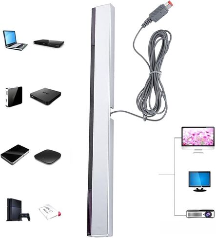 Infrared IR Signal Sensor Bar, Wired Receiver for WIIU, with Stand for Easy Mounting Above Below TV Monitor in Saudi Arabia