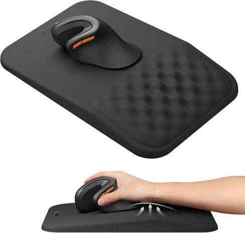 ProtoArc Ergonomic Mouse Pad with Wrist Rest, MP50 Mousepad with Massage Design, Soft Memory Foam and Non-Slip PU Base for Pain Relief, Desk, Home, Office, 12x8 Inches, Black in Saudi Arabia