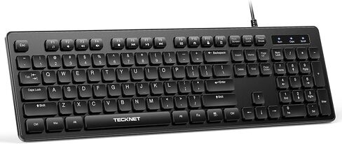 TECKNET Wired RGB Keyboard,Silent USB Office Keyboard with Backlit Keys,Spill-Resistant,Slim Full-Size Membrane Layout,Plug and Play for PC Laptop Desktop in Saudi Arabia