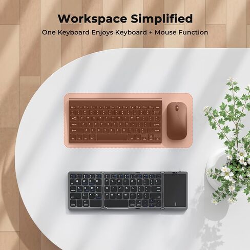 MEETION Foldable Keyboard with Touchpad, Bluetooth Wireless Portable Keyboard, Rechargeable Ultra Slim Pocket Folding Keyboards, Full Size Keys, Travel for iOS Android Windows Laptop PC Tablet in Kuwait