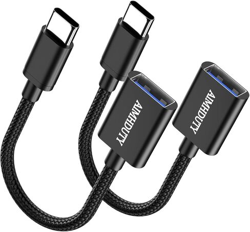 USB C to USB Adapter 2-Pack, USB C Male to USB Female OTG Cable, Nylon Braided, Aluminum Shells, Compatiable for iPhone 17, 16, 15 Series, MacBook Pro/Air, Galaxy S25/S24/S23 and More in Saudi Arabia