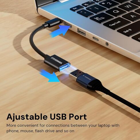 USB C to USB Adapter 2-Pack, USB C Male to USB Female OTG Cable, Nylon Braided, Aluminum Shells, Compatiable for iPhone 17, 16, 15 Series, MacBook Pro/Air, Galaxy S25/S24/S23 and More in Saudi Arabia