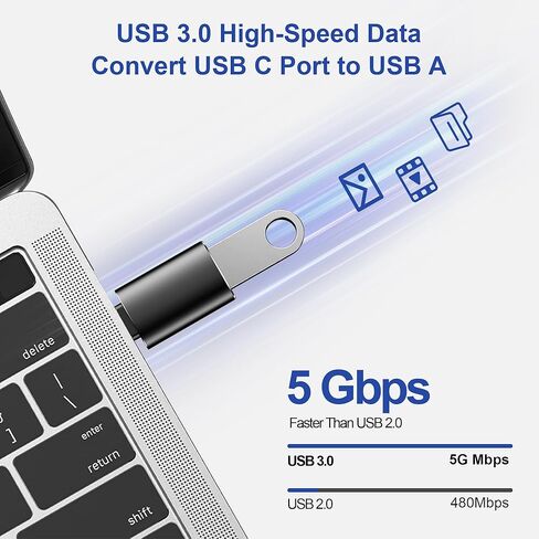 USB C to USB Adapter 3 Pack, USB Adapter High-Speed Data Transfer, USB Female to USB C Male Design for MacBook, iPad, iPhone 15 16 17, Samsung Galaxy, Dell XPS and More Type C Devices in Kuwait