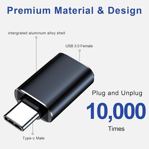 USB C to USB Adapter 3 Pack, USB Adapter High-Speed Data Transfer, USB Female to USB C Male Design for MacBook, iPad, iPhone 15 16 17, Samsung Galaxy, Dell XPS and More Type C Devices in Kuwait