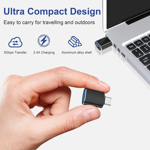 USB C to USB Adapter 3 Pack, USB Adapter High-Speed Data Transfer, USB Female to USB C Male Design for MacBook, iPad, iPhone 15 16 17, Samsung Galaxy, Dell XPS and More Type C Devices in Kuwait