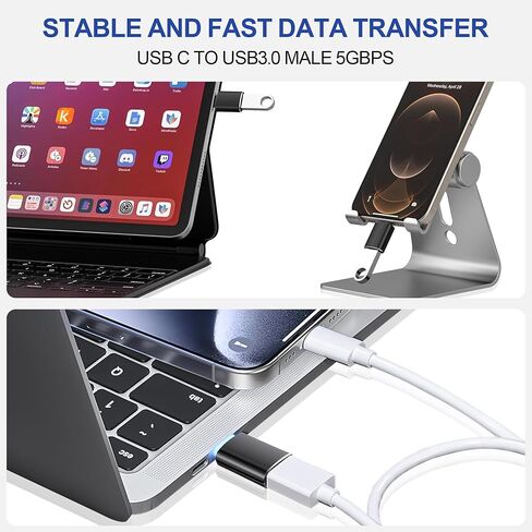USB C to USB Adapter 3 Pack, USB Adapter High-Speed Data Transfer, USB Female to USB C Male Design for MacBook, iPad, iPhone 15 16 17, Samsung Galaxy, Dell XPS and More Type C Devices in Kuwait