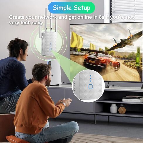 معزز إشارة موسع WiFi للمنزل: نطاق مكرر الإنترنت يغطي ما يصل إلى 9995 قدمًا مربعًا وأكثر من 45 جهازًا in Kuwait