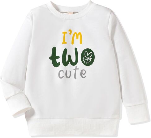 Toddler Boy 2nd Birthday Outfits Im Two Cute Sweatshirt 2 Year Old Birthday Boy Sweatshirt (US, Age, 2 Years, White) in Saudi Arabia