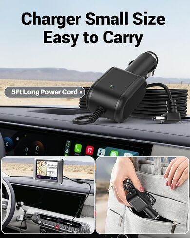 كابل شاحن سيارة لـ Garmin Nuvi GPS 200 200w 205w 250 255w 260w 256w كابل الطاقة للغارمين 1300 1350 1370 1390 1450 Dezl 560 570 760lmt 770lmthd 780lmt-s Navigator GPS Mini USB سلك الطاقة in Kuwait