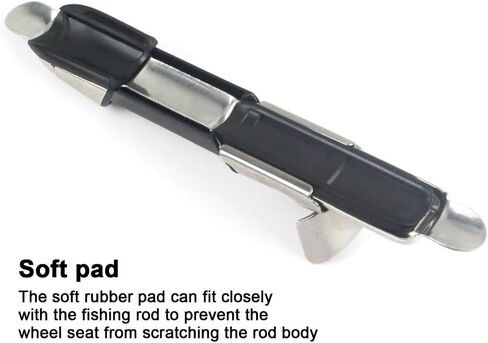 ‌5PCS Stainless Steel Fishing Reel Seat with Soft Rubber Pad Adjustable Wheel Seat for Fishing Rods Replacement Parts in Kuwait