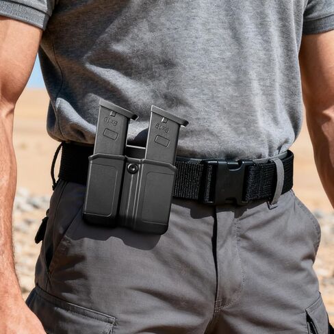 Universal Double Magazine Pouch for 9mm/.40 Double Stack Mags, Pistol Mag Pouch for Glock, Sig, S&W, Beretta, Taurus, H&K, Springfield & Ruger, Adjustable Cant, Belt Clip or MOLLE Attachment only in Saudi Arabia