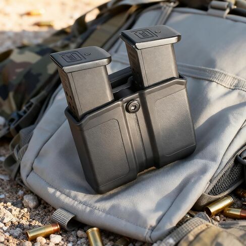 Universal Double Magazine Pouch for 9mm/.40 Double Stack Mags, Pistol Mag Pouch for Glock, Sig, S&W, Beretta, Taurus, H&K, Springfield & Ruger, Adjustable Cant, Belt Clip or MOLLE Attachment only in Saudi Arabia