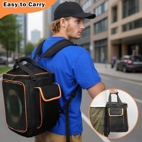 حقيبة حمل للسفر حقيبة ظهر محمولة بغطاء متين وحزام كتف لـ JBL PartyBox Encore Essential 2 مكبر صوت محمول للحفلات، جيوب إضافية للميكروفون والشاحن والملحقات in Saudi Arabia