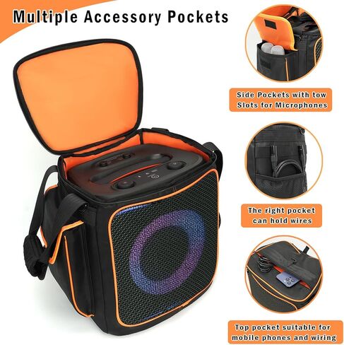 حقيبة حمل للسفر حقيبة ظهر محمولة بغطاء متين وحزام كتف لـ JBL PartyBox Encore Essential 2 مكبر صوت محمول للحفلات، جيوب إضافية للميكروفون والشاحن والملحقات in Saudi Arabia