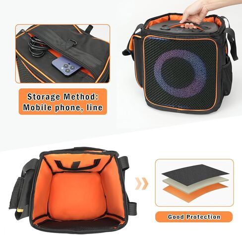 حقيبة حمل للسفر حقيبة ظهر محمولة بغطاء متين وحزام كتف لـ JBL PartyBox Encore Essential 2 مكبر صوت محمول للحفلات، جيوب إضافية للميكروفون والشاحن والملحقات in Saudi Arabia