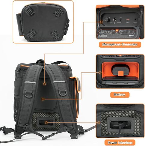 حقيبة حمل للسفر حقيبة ظهر محمولة بغطاء متين وحزام كتف لـ JBL PartyBox Encore Essential 2 مكبر صوت محمول للحفلات، جيوب إضافية للميكروفون والشاحن والملحقات in Saudi Arabia