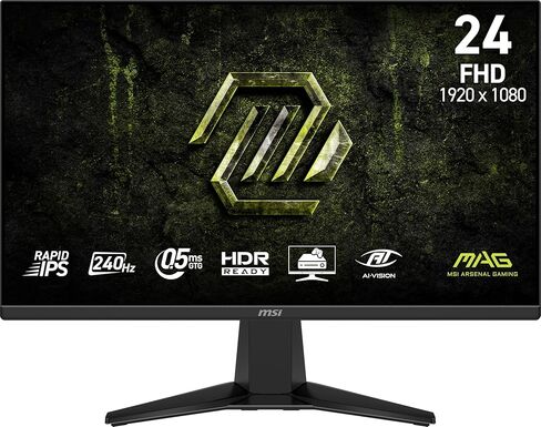 شاشة ألعاب msi MAG 245F X24 مقاس 24 بوصة بدقة 1920 × 1080 (FHD)، 240 هرتز، FreeSync Premium، جاهزة لـ HDR، HDMI، منفذ VGA، قابل للتركيب على VESA، قابلة للإمالة، إطار نحيف من 4 جوانب، 0.5 مللي ثانية، أسود in Saudi Arabia