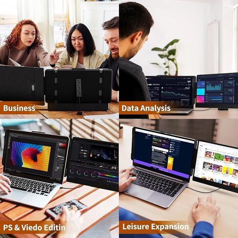 موسع شاشة الكمبيوتر المحمول - شاشة كمبيوتر محمولة مقاس 14 بوصة FHD 1080P IPS لأجهزة الكمبيوتر المحمولة، وشاشة سفر مزدوجة لأجهزة الكمبيوتر المحمولة مقاس 13-17 بوصة مع منفذ USB-C/HDMI، التوصيل والتشغيل لنظام التشغيل Windows/Mac/Android/Switch/PS in Saudi Arabia