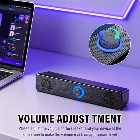 Wired Computer Speaker, Stereo Sound, Portable Gaming soundbar, Suitable for Computers, Mobile Phones, PC Black in Saudi Arabia