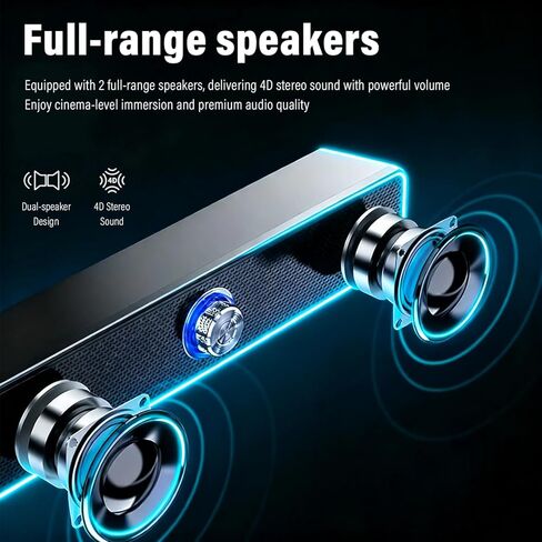 Wired Computer Speaker, Stereo Sound, Portable Gaming soundbar, Suitable for Computers, Mobile Phones, PC Black in Saudi Arabia