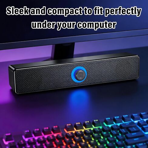 Wired Computer Speaker, Stereo Sound, Portable Gaming soundbar, Suitable for Computers, Mobile Phones, PC Black in Saudi Arabia