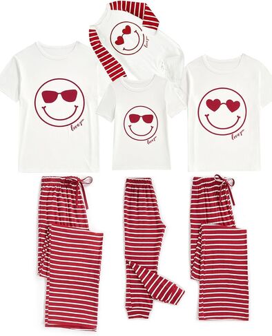 MOSSRIVER Family Pjs مطابقة مجموعات قصيرة الأكمام الجرافيك القمم عطلة قمصان لطيف منامة فستان أطفال مع سروال داخلي عطلة ملابس الصيف in Kuwait