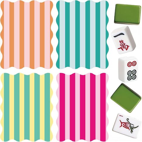 4 قطع من بطاقات Mahjong Shuffler من Soulchen، خلاطات بلاط PVC سميكة مع حواف صدفية متموجة، ملحقات ألعاب ممتعة لخلط البلاط، هدايا Mahjong المضحكة لعشاق اللعب (حواف ملونة) in Kuwait