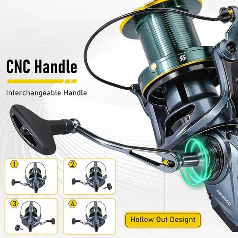 Sougayilang Surf Spinning Reel - Ultra Smooth Drag System for Big Game Saltwater Surf Fishing, Ideal High-Capacity for Freshwater Inshore and Offshore Fishing in Saudi Arabia